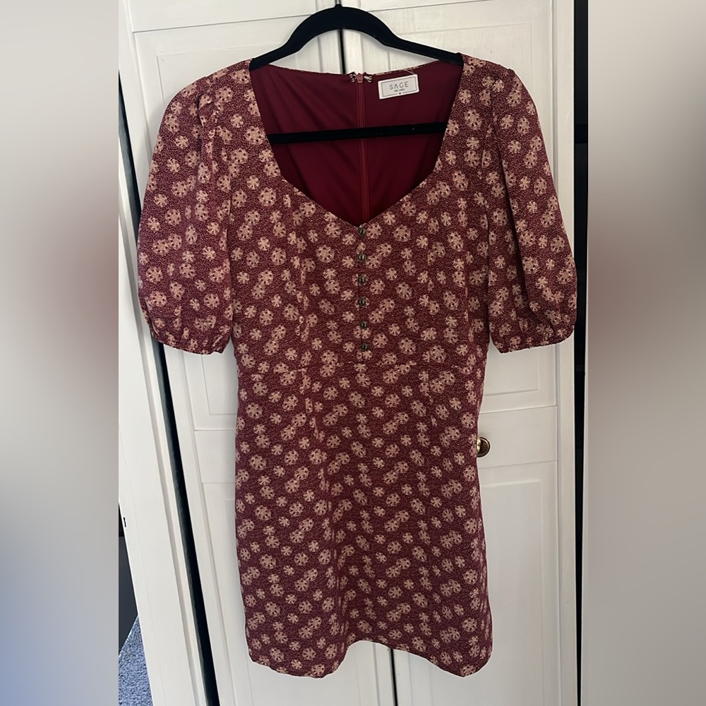 Sage burgundy midi dress